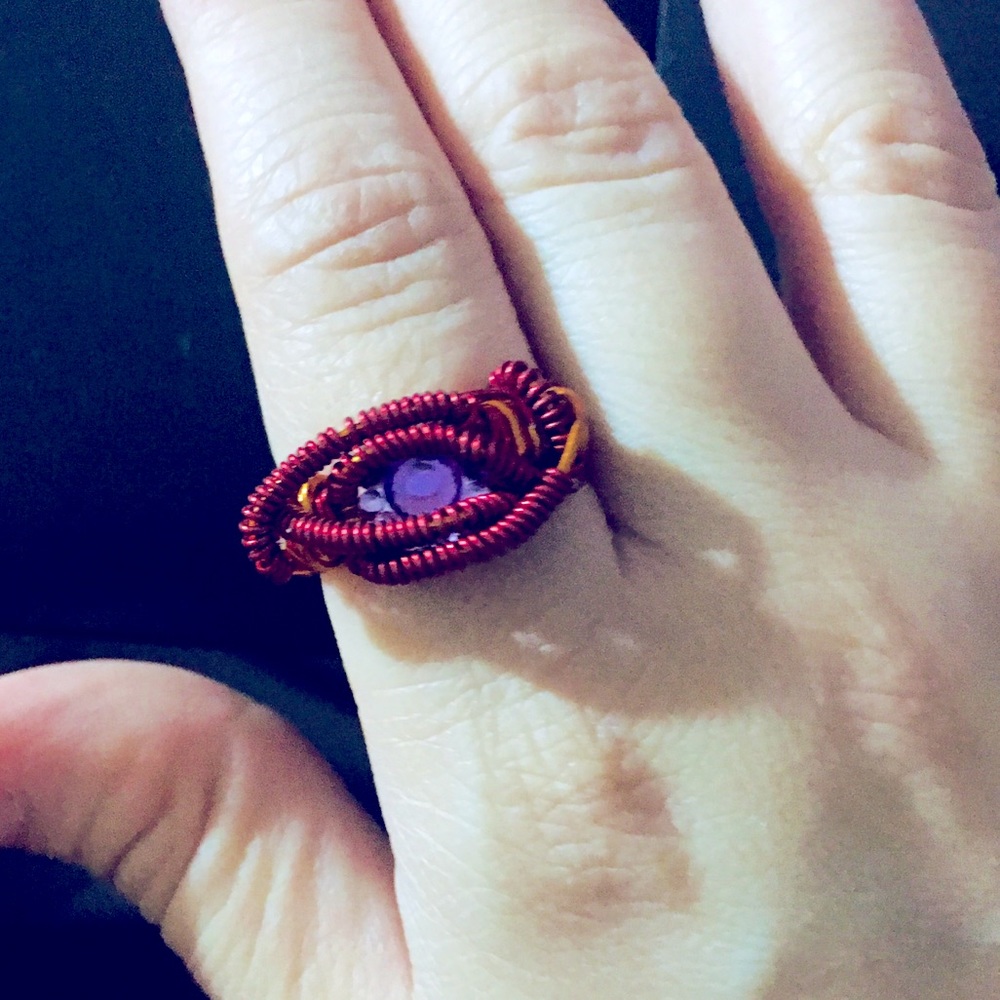 Red and Orange Wire Ring Sz 6